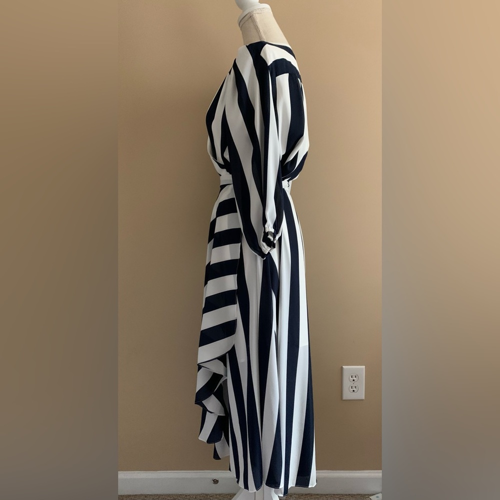Wrap Navy and White Maxi Dress - Picture 5 of 13